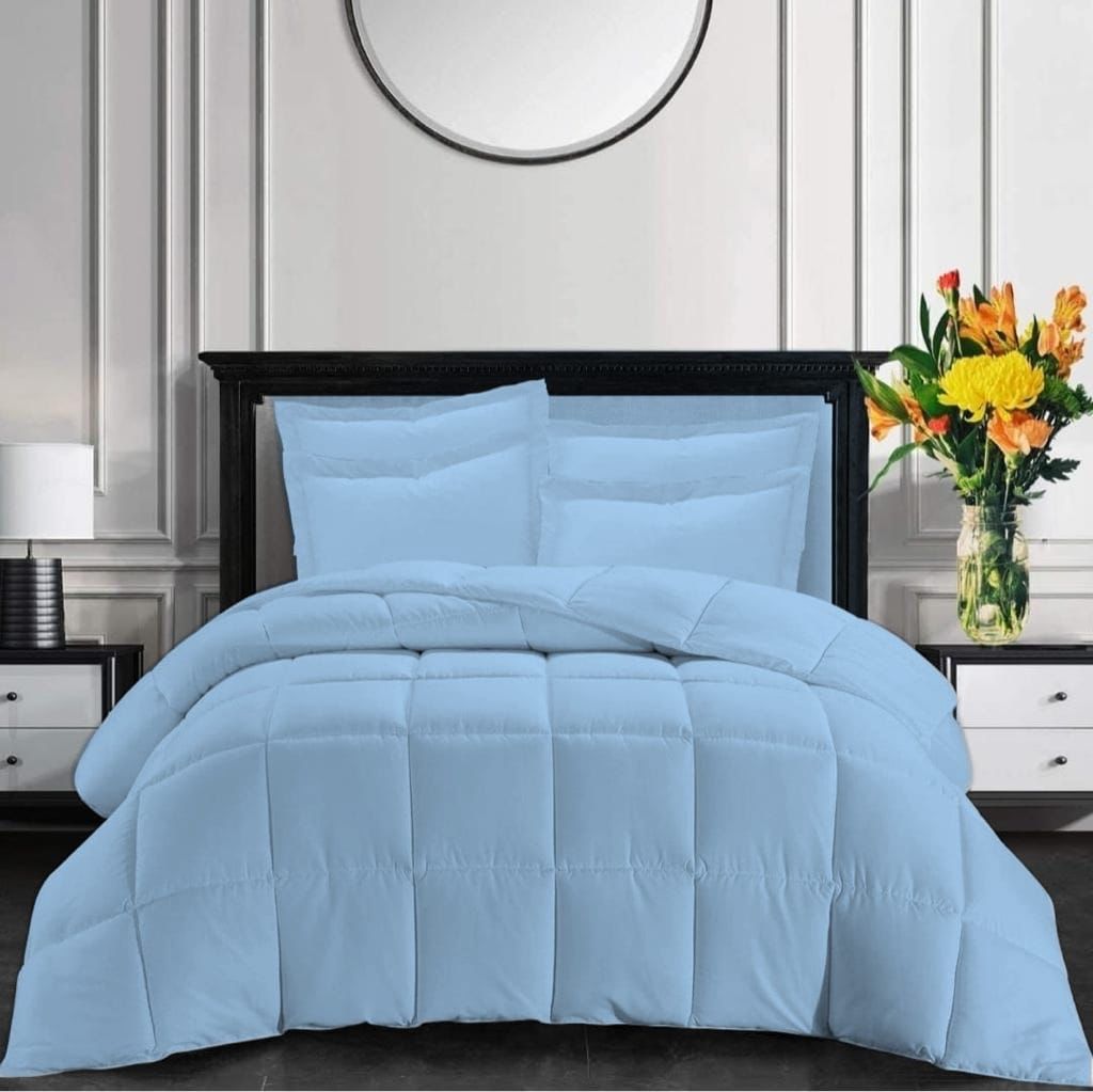 Plain Rio Comforter 5 Piece  The Beautiful Queen Light Blue 