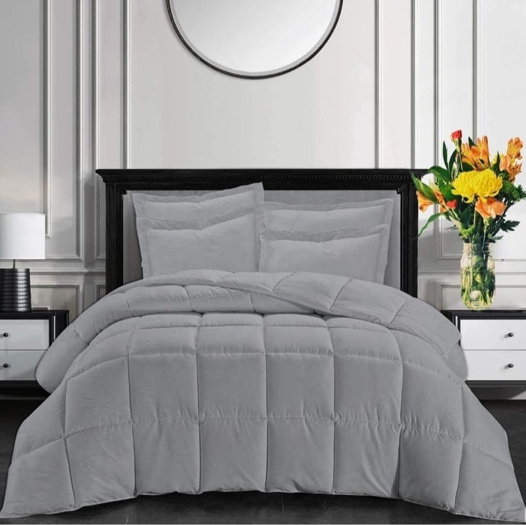 Plain Rio Comforter 5 Piece  The Beautiful Queen Grey 