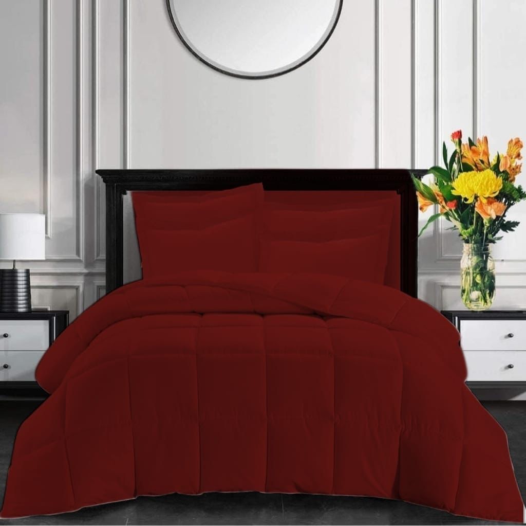 Plain Rio Comforter 5 Piece  The Beautiful Queen Maroon 