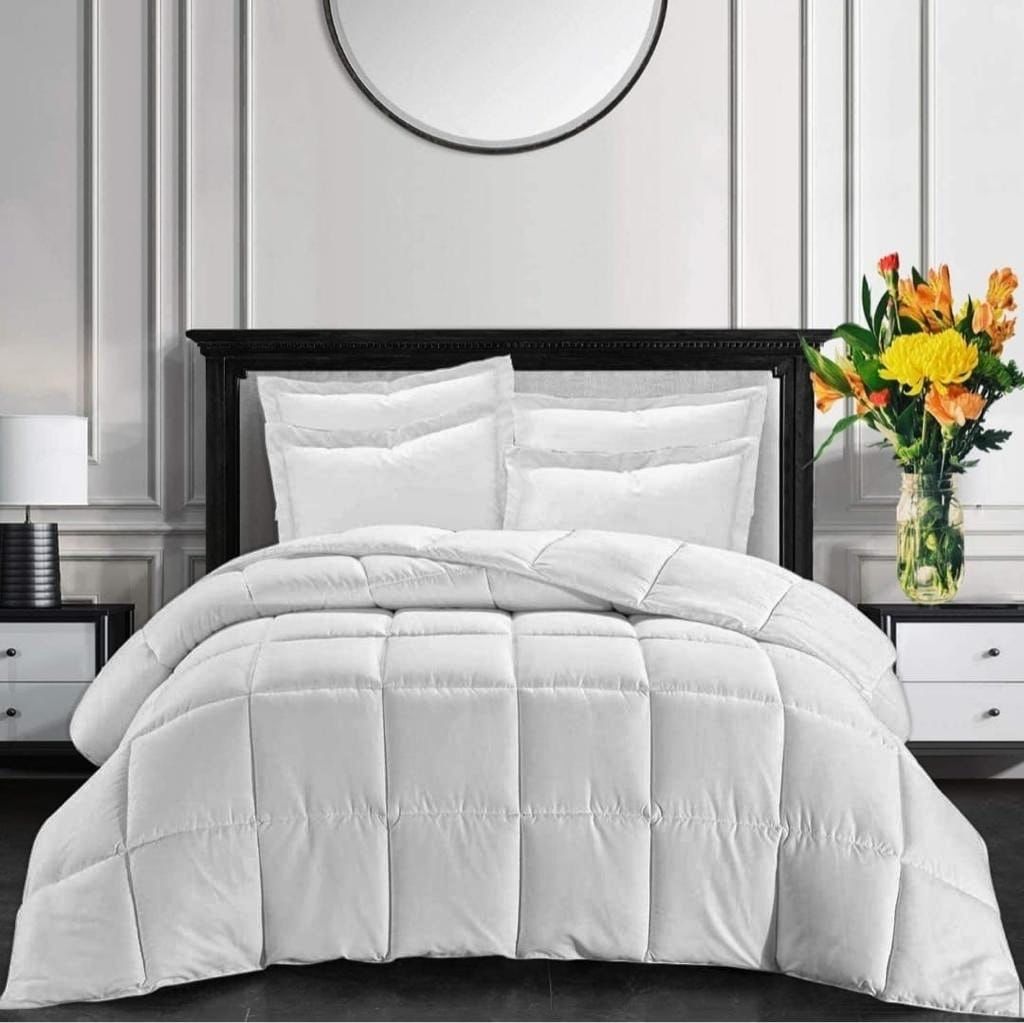 Plain Rio Comforter 5 Piece  The Beautiful Queen White 