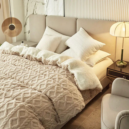 Geometric Fleece Comforter  The Beautiful Beige  