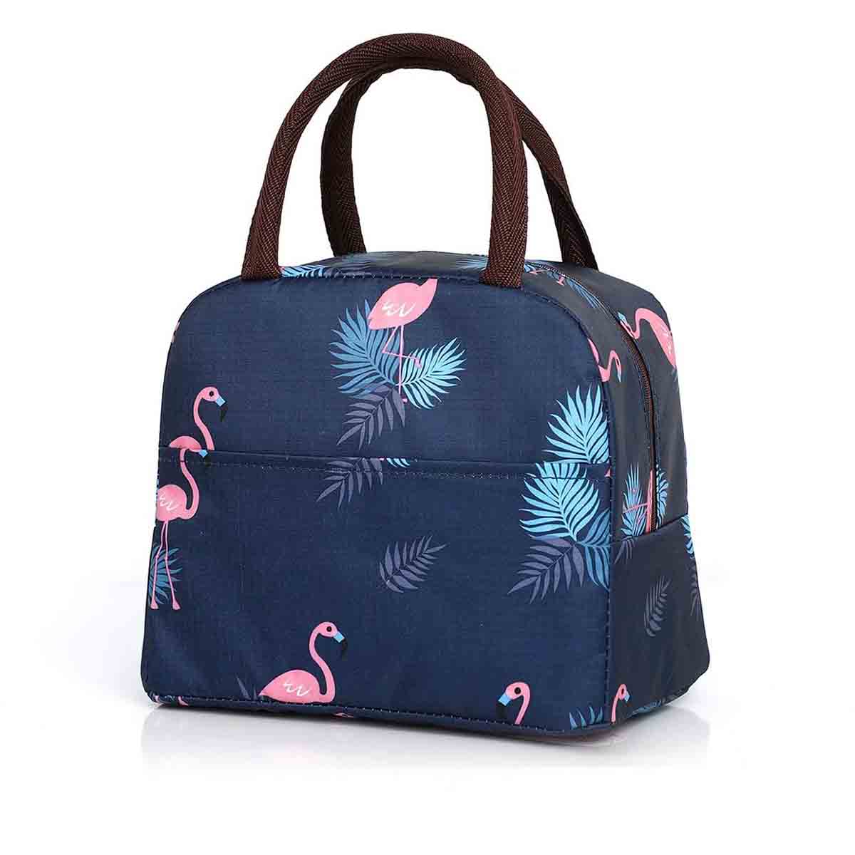 Thermal Insulated Lunch Tote with Front Pocket  The Beautiful  Flamingo  