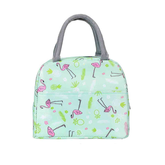 Thermal Insulated Lunch Tote with Front Pocket  The Beautiful  Flamingo Mint  